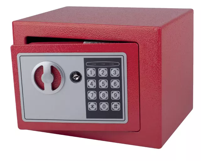 Een Kluis Pavo mini elektronisch 230x170x170mm rood koop je bij EconOffice