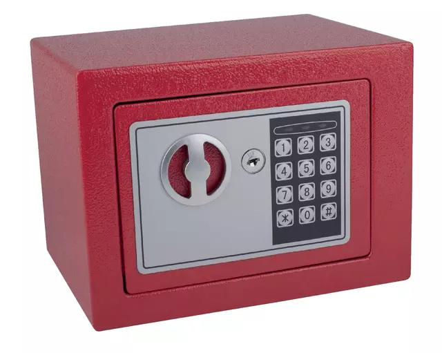 Een Kluis Pavo mini elektronisch 230x170x170mm rood koop je bij Kantoorvakhandel van der Heijde