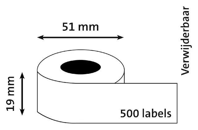 Een Etiket Dymo LabelWriter multifunctioneel 19x51mm 1 rol á 500 stuks wit koop je bij L&N Partners voor Partners B.V.