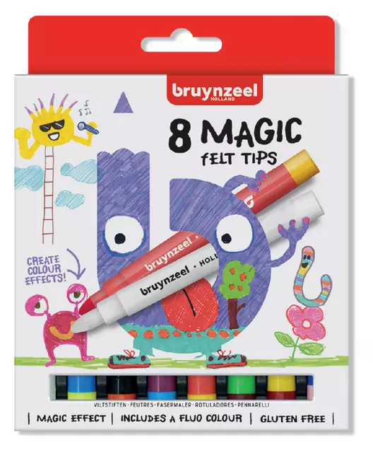Een Viltstift Bruynzeel Kids Magic Points blister à 8 stuks assorti koop je bij KantoorProfi België BV