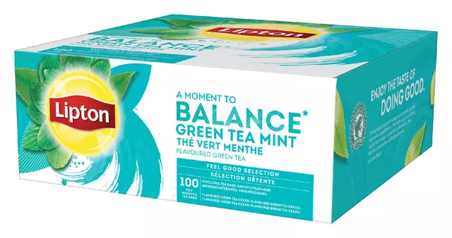 Een Thee Lipton Balance green tea mint 100x1.5gr koop je bij EconOffice