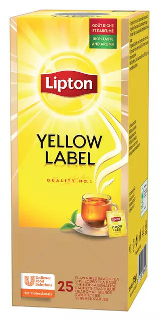 Een Thee Lipton yellow label 25x1.5gr koop je bij MV Kantoortechniek B.V.