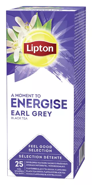 Een Thee Lipton Energise earl grey 25x1.5gr koop je bij MV Kantoortechniek B.V.