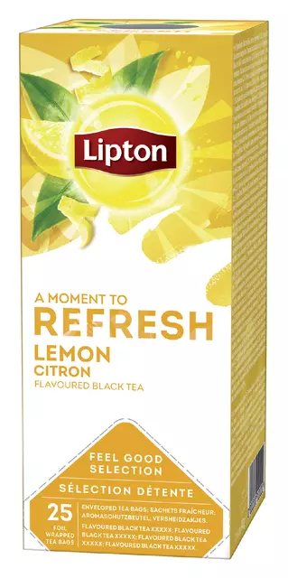 Een Thee Lipton Refresh lemon 25x1.5gr koop je bij KantoorProfi België BV