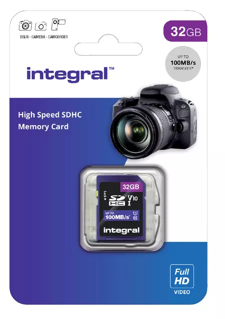 Een Geheugenkaart Integral SDHC V10 32GB koop je bij MV Kantoortechniek B.V.