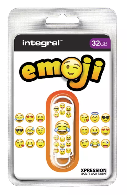 Een USB-Stick 2.0 Integral Xpression 32GB Emoji koop je bij EconOffice