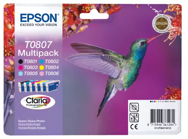 Buy your Inktcartridge Epson T0807 zwart + 5 kleuren at QuickOffice BV