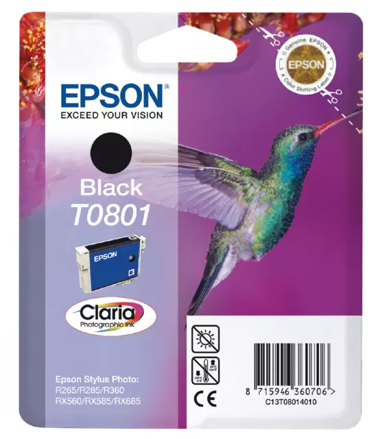 Een Inktcartridge Epson T0801 zwart koop je bij Tonerinktshop