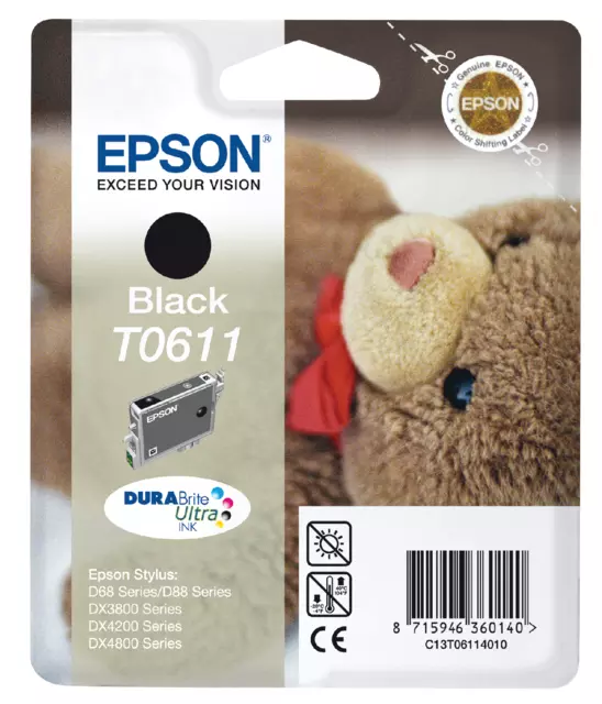 Een Inktcartridge Epson T0611 zwart koop je bij Van Hoye Kantoor BV