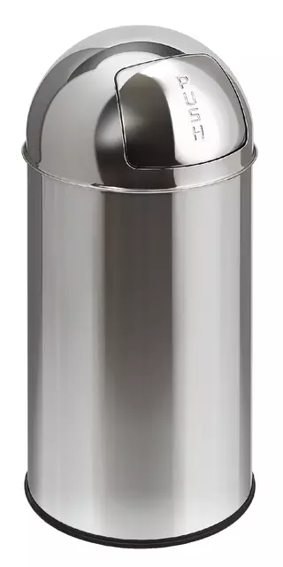 Een Afvalbak Pushcan met pushdeksel 40liter zilver koop je bij EconOffice