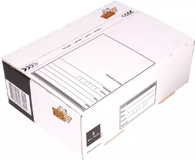 Een Postpakketbox 3 CleverPack 240x170x80mm wit pak à 25 stuks koop je bij EconOffice