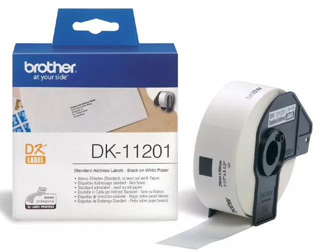 Een Etiket Brother DK-11201 29x90mm adres 400stuks koop je bij MV Kantoortechniek B.V.