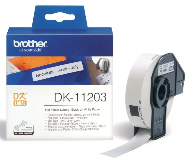 Een Etiket Brother DK-11203 17x87mm archivering 300stuks koop je bij Van Hoye Kantoor BV