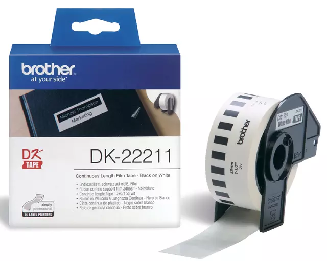 Een Etiket Brother DK-22211 29mm 15-meter witte film koop je bij Van Hoye Kantoor BV