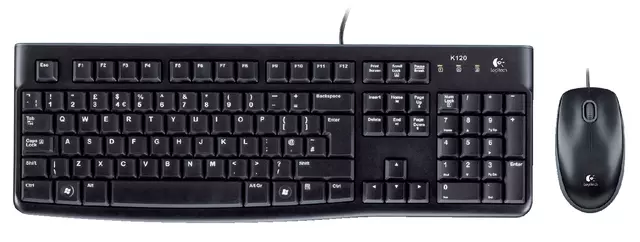 Een Toetsenbord Logitech K120 Qwerty +muis zwart koop je bij EconOffice