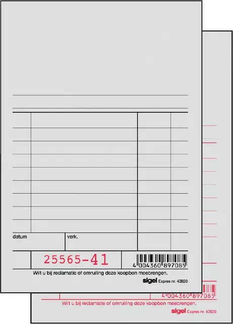 Een Kassablok Expres SI-40920 150x100mm 50x2vel koop je bij Van Leeuwen Boeken- en kantoorartikelen
