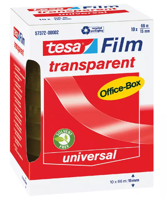 Een Plakband tesafilm® 66mx15mm transparant koop je bij MV Kantoortechniek B.V.