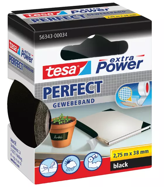 Een Textieltape tesa® extra Power Perfect 2.75mx38mm zwart koop je bij EconOffice