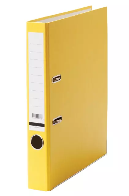 Een Ordner Qbasic A4 50mm karton geel koop je bij Van Leeuwen Boeken- en kantoorartikelen