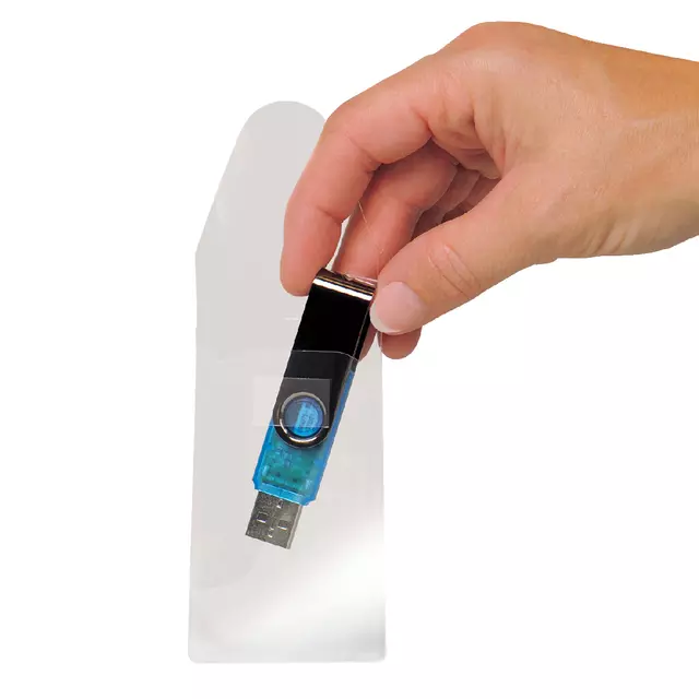 Een USB hoes 3L 52.5x90mm met sluiting zelfklevend transparant koop je bij Totaal Kantoor Goeree
