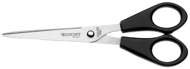 Een Kantoorschaar Westcott 155mm met kunststof grip rvs koop je bij Van Leeuwen Boeken- en kantoorartikelen