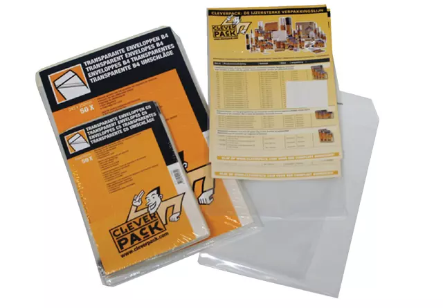 Een Envelop CleverPack akte A4 220x300mm zelfklevend transparant pak à 50 stuks koop je bij Totaal Kantoor Goeree