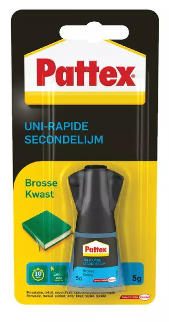 Een Secondelijm Pattex met kwast flacon 5gram op blister koop je bij Van Leeuwen Boeken- en kantoorartikelen