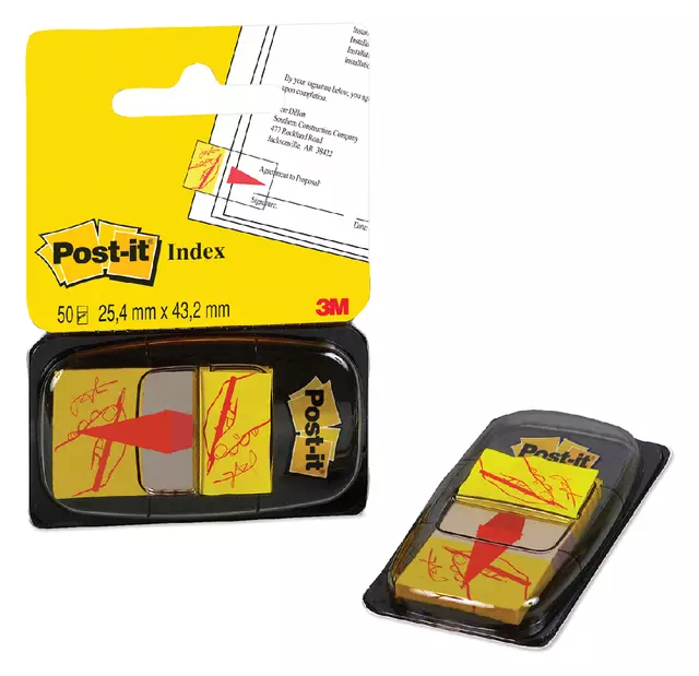 Een Indextabs Post-it 68031 25,4x43.2mm " hier ondertekenen" geel koop je bij KantoorProfi België BV