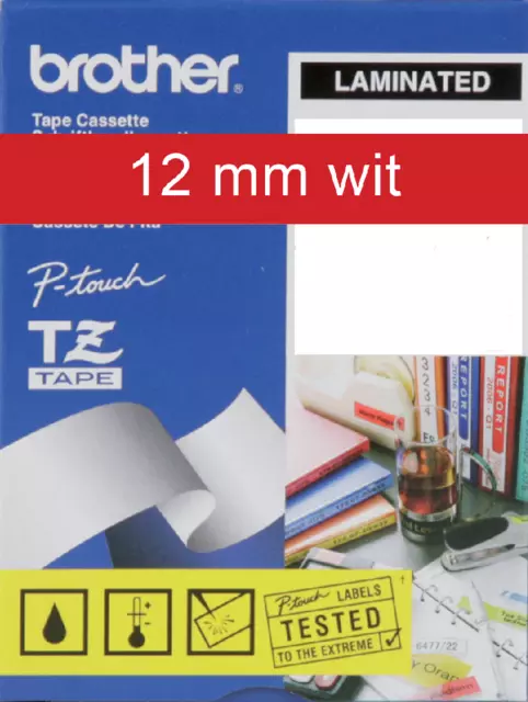 Labeltape Brother P-touch TZe-435 standaard 12mm wit op rood