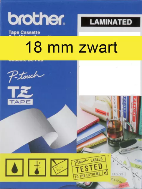 Een Labeltape Brother P-touch TZE-641 18mm zwart op geel koop je bij Van Hoye Kantoor BV