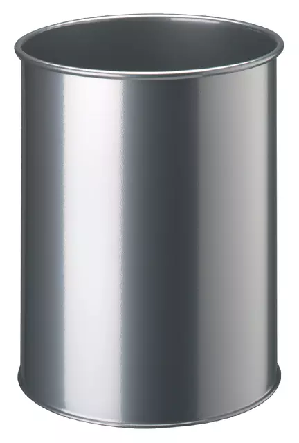 Een Papierbak Durable 3301-23 15liter rond zilver koop je bij KantoorProfi België BV