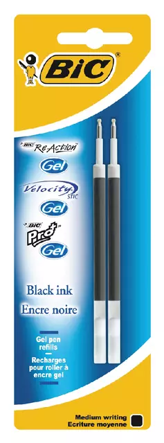 Een Gelschrijvervulling Bic voor diverse gelpennen medium zwart blister à 2 stuks koop je bij EconOffice