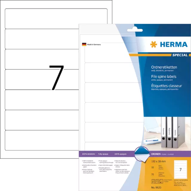 Buy your Rugetiket HERMA 8620 smal 38x192mm zelfklevend wit at QuickOffice BV