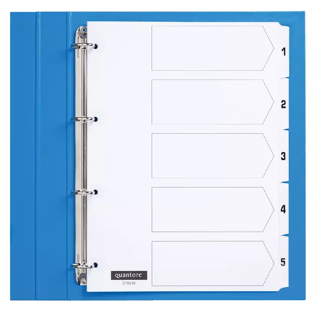 Een Tabbladen Quantore 4-gaats 1-5 genummerd wit karton koop je bij Van Leeuwen Boeken- en kantoorartikelen