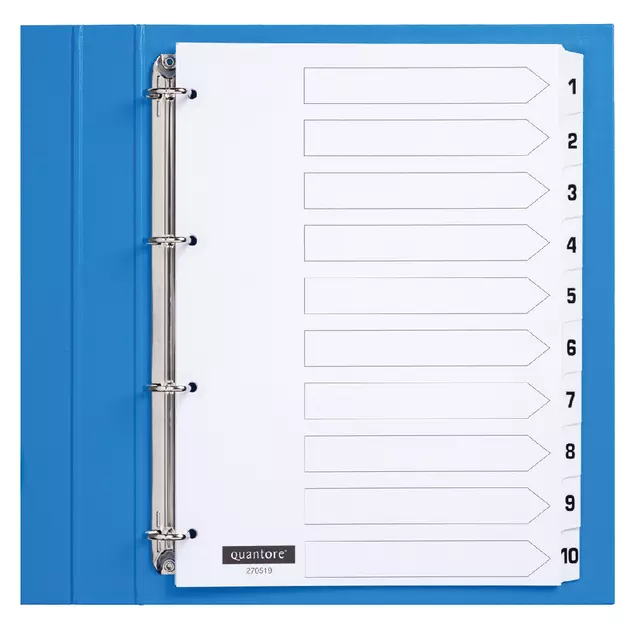 Een Tabbladen Quantore 4-gaats 1-10 genummerd wit karton koop je bij MV Kantoortechniek B.V.