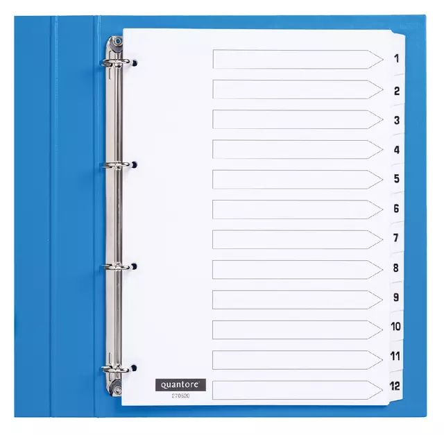 Een Tabbladen Quantore 4-gaats 1-12 genummerd wit karton koop je bij Van Leeuwen Boeken- en kantoorartikelen