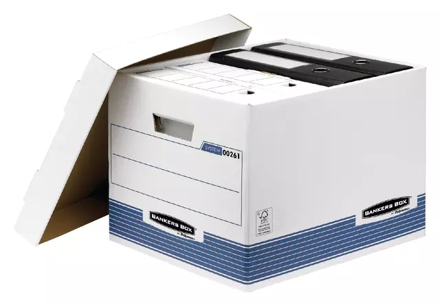 Een Archiefdoos Bankers Box System standaard wit blauw koop je bij Van Leeuwen Boeken- en kantoorartikelen