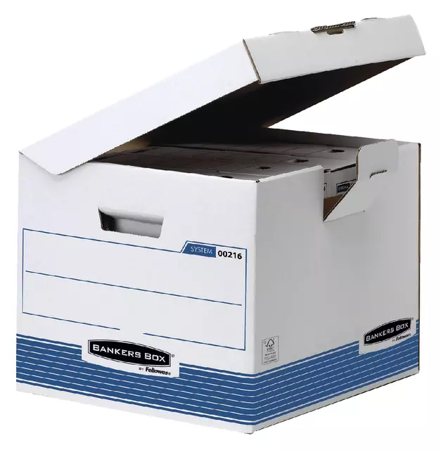 Een Archiefdoos Bankers Box System flip top kubus wit blauw koop je bij KantoorProfi België BV