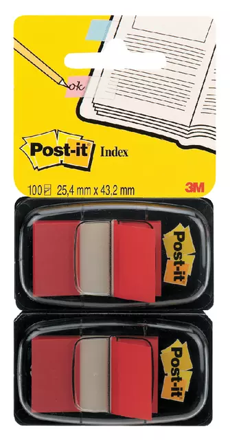 Een Indextabs 3M Post-it 680 25.4x43.2mm duopack rood koop je bij Totaal Kantoor Goeree