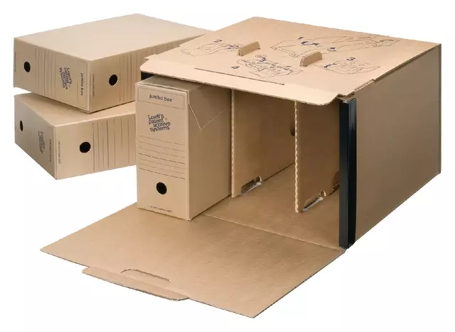 Een Gemeentearchiefdoos Loeff's Jumbo Box 3007 370x255x115mm koop je bij Van Hoye Kantoor BV