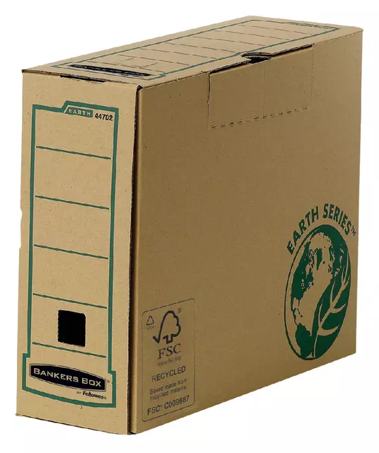 Een Archiefdoos Bankers Box Earth A4 100mm bruin koop je bij Van Leeuwen Boeken- en kantoorartikelen