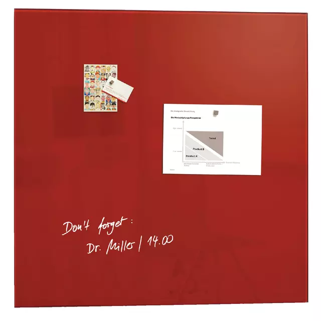 Een Glasbord Sigel magnetisch 1000x1000x18mm rood koop je bij EconOffice