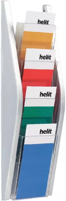 Een Folderhouder Helit wand 4x1/3 A4 zilver koop je bij EconOffice