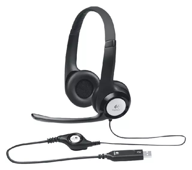 Een Headset Logitech H390 Over Ear zwart koop je bij Goedkope Kantoorbenodigdheden
