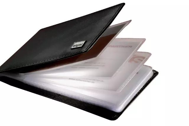 Een Visitekaartmap Sigel VZ201 Torino voor 40 kaarten 90x58mm leer zwart koop je bij EconOffice