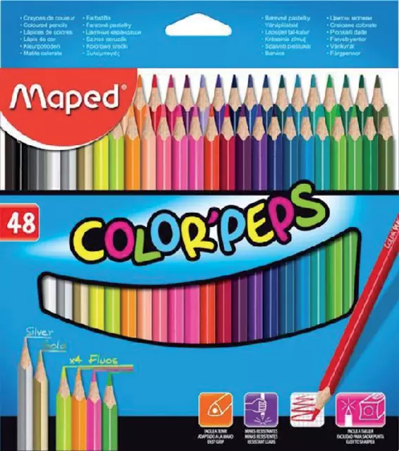 Een Kleurpotlood Maped Color'Peps set á 48 kleuren koop je bij Goedkope Kantoorbenodigdheden