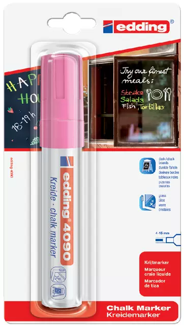Een Krijtstift edding 4090 window schuin 4-15mm neon roze blister à 1 stuk koop je bij Van Hoye Kantoor BV