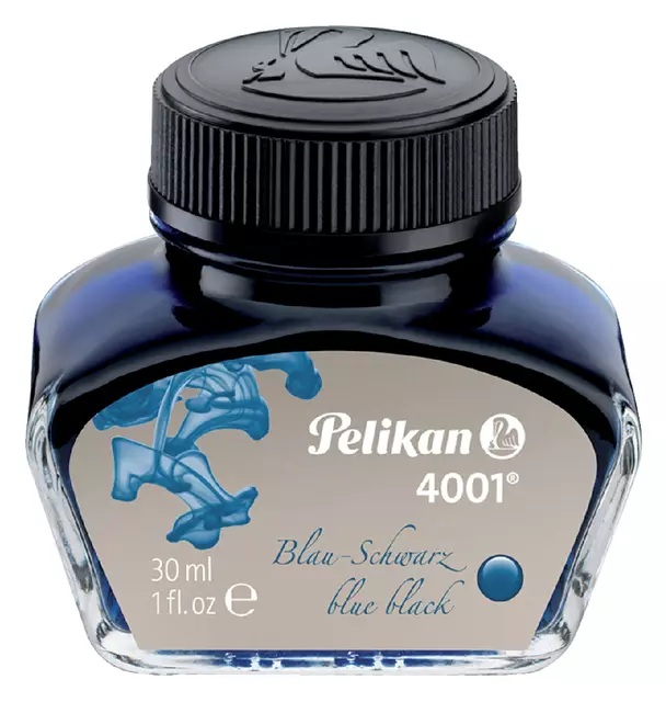 Een Vulpeninkt Pelikan 4001 30ml blauw/zwart koop je bij EconOffice