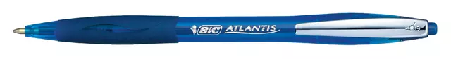 Een Balpen Bic Atlantis soft metalen clip clic medium blauw koop je bij Van Leeuwen Boeken- en kantoorartikelen