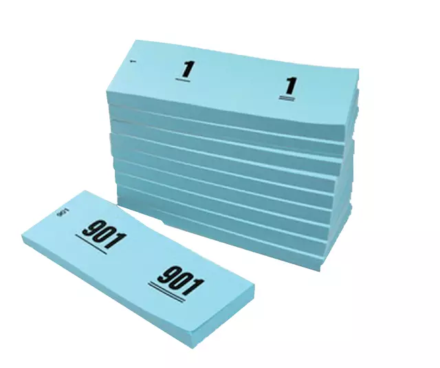 Een Nummerblok 42x105mm nummering 1-1000 blauw 10 st koop je bij MV Kantoortechniek B.V.